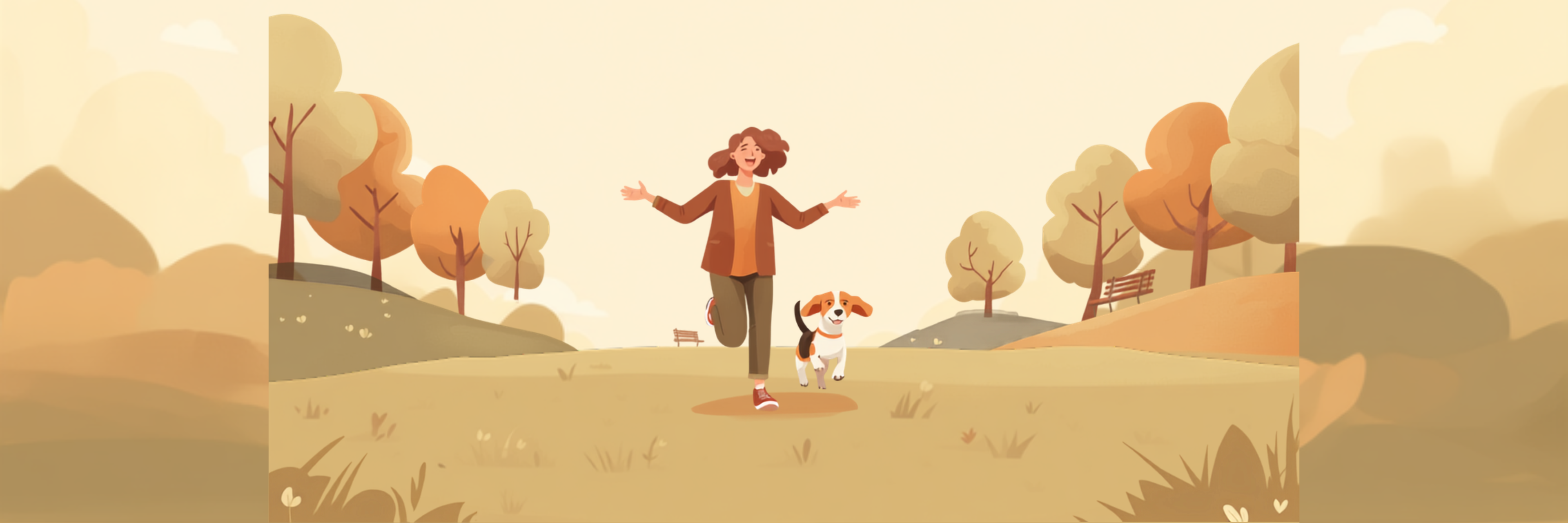 Persona jugando con su beagle en un parque acogedor